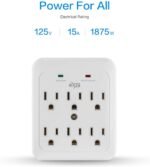 KMC Wall Surge Protector, 980 Joule, 6-Outle Wall Plug Adapter Power Strip, White(2 Pack) - Image 2