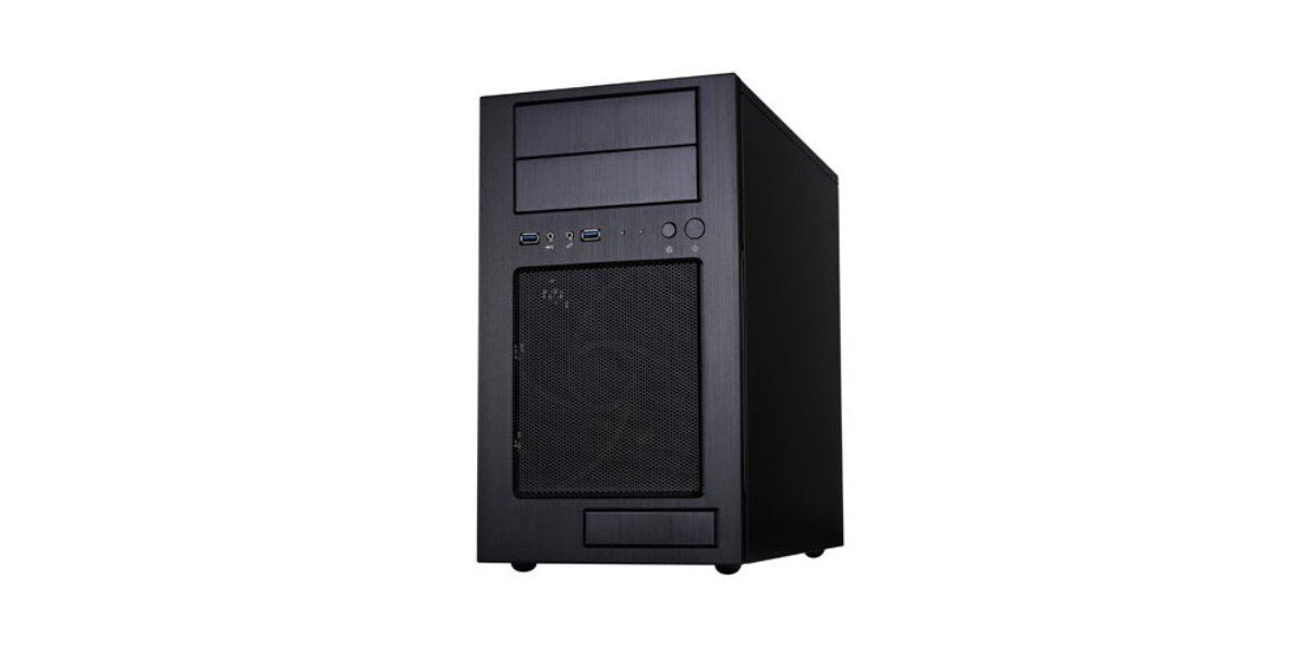 51CWSwFSYfL.jpg Silverstone Tek Micro-ATX Mini-DTX, Mini-ITX Mid Tower Computer Case with Aluminum Front Panel and Steel Body TJ08B-E - Black - Image 1