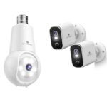 SYMYNELEC 2 Pack Security Cameras Wireless Outdoor 2K + Light Bulb Security Camera 2K