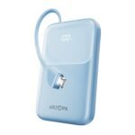 ARZOPA Portable Power Bank 10000mAh, 22.5W Fast Charging, Built-in USB-C, Multi-Device Charging