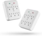 KMC Wall Surge Protector, 980 Joule, 6-Outle Wall Plug Adapter Power Strip, White(2 Pack)