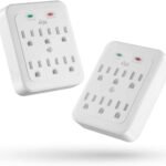KMC Wall Surge Protector, 980 Joule, 6-Outle Wall Plug Adapter Power Strip, White(2 Pack)