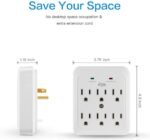 KMC Wall Surge Protector, 980 Joule, 6-Outle Wall Plug Adapter Power Strip, White(2 Pack) - Image 5