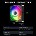 Jungle Leopard Interstellar V1 120mm PC Reverse Blade Case Fan, Infinity Mirror Module Daisy-Chain 5V ARGB PWM PC Fan Triple Pack Suitable for Computer Case & CPU Cooling(Black-3 Pack) - Image 7