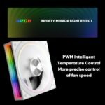 ICOLER Transwarp 120mm RGB Reverse Fan, Infinity Mirror 5V ARGB PWM Case Fan 120mm Triple Pack，Suitable for Computer Case & CPU Cooling(White) - Image 3