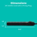 KMC 6-Outlet Surge Protector Power Strip 2-Pack, 900 Joules, 4-Foot Extension Cord, Overload Protection, Black - Image 3