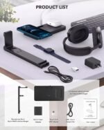 LCGENS Headphone Stand Headset Holder with Wireless Charger, 2 Type USB C Port, 4 in 1 Fast Wireless Charging Station Dock for Apple Watch, AirPods Pro/2, iPhone 13/12/11 Series and All Headphones Size, (A14) - Image 4