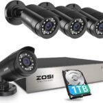 ZOSI 3K Lite Security Camera System with AI Human Vehicle Detection,H.265+ 8CH HD TVI Video DVR Recorder with 4X HD 1920TVL 1080P Indoor Outdoor Weatherproof CCTV Cameras,Remote Access,1TB Hard Drive