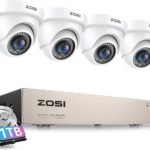 ZOSI 3K Lite Security Camera System with 1TB Hard Drive,AI Human/Vehicle Detection,Night Vision,H.265+ 8Channel HD TVI DVR Recorder,4pcs 1080P HD 1920TVL Indoor Outdoor Surveillance CCTV Dome Cameras