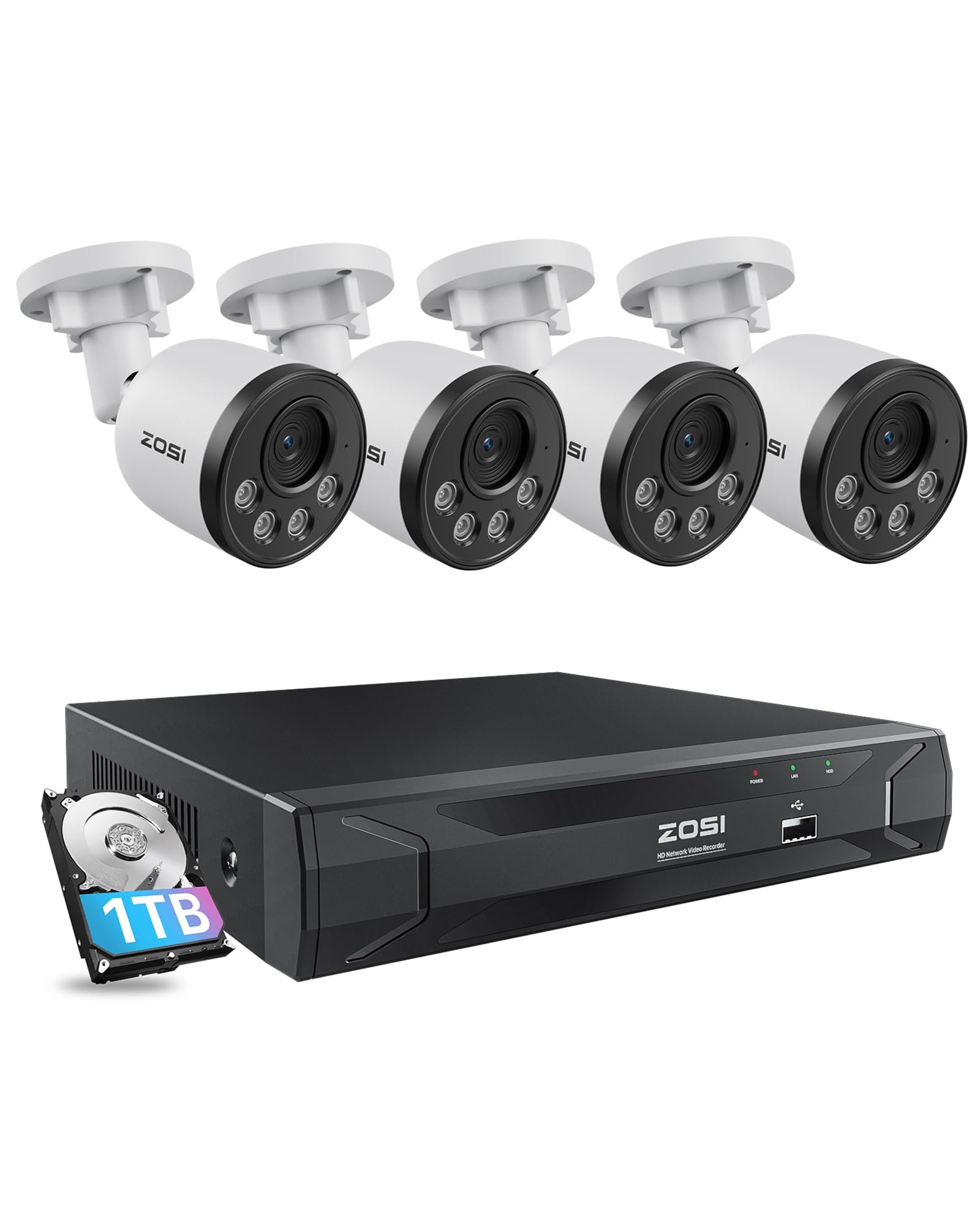 612vrB3qazL.jpg ZOSI 5MP 8CH Wired PoE Security Camera System with Audio, 4pcs Outdoor PoE Cameras, Night Vision, H.265+ 8 Channel 5MP 3K Home NVR with 1TB HDD for 24/7 Recording, No ISED is Provided - Image 1