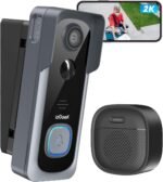 ieGeek Doorbell Camera Wireless 5MP No Subscription 1080P with Adjustable Doorbell Angle Mount, Video Doorbell with Chime, PIR Motion Detection, Voice Changer, 2.4Ghz WiFi, Compatible with Alexa