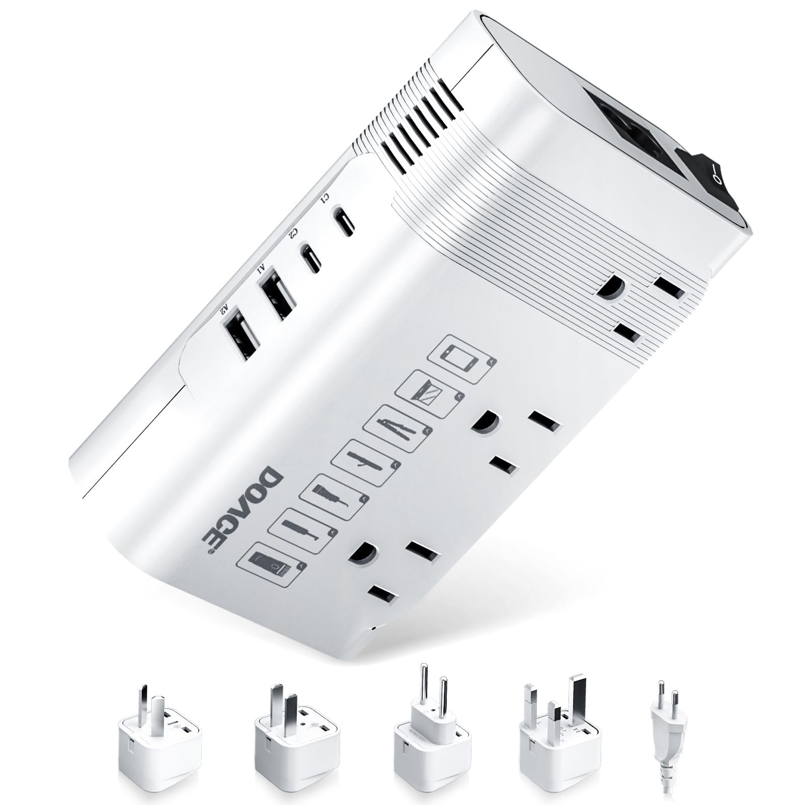 613VjTllReL.jpg DOACE 220v to 110v Voltage Converter US to Europe: 350W 220 to 110 Voltage Converter for European Travel - International Power Adapter Plug Combo Step Down Transformer White - Image 1