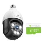 SYMYNELEC 5GHz/2.4GHz Light Bulb Security Camera Outdoor Waterproof 2.5K + 128GB TF Card