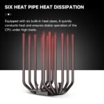 Jungle Leopard KF620-DGT CPU Air Cooler, Dual ARGB PWM Fans, 6 Heat Pipes, Digital Display Top Cover - High-Performance Cooling for AMD:AM4 AM5/Intel LGA 1700/115X/1200/1366/1851 PC Cooler(Black - Image 6