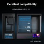 Jungle Leopard AC-02 Digital ATX PC Gaming Computer Case|5.5 Inch Integrated LCD Screen& App|Mid Tower Full View Dual Reinforced Glass Panel|Removable Side Panels|for Micro-ATX ITX (Black) - Image 8