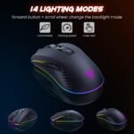 RisoPhy Wireless Gaming Keyboard and Mouse Combo, Metal Panel, 7 Color Backlits, Rechargeable 3200 mAh Battery, Wrist Rest, Sleep Mode, Light Up Keyboard + 7D 3200DPI Gaming Mice for PC Gamer - Image 5