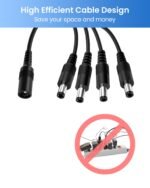 ZOSI 12V 2A 100V-240V US AC to DC Power Supply Adapter & 4-Way Power Splitter Cable for CCTV Home Security Camera Surveillance System - Image 7