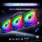 Jungle Leopard Interstellar V1 120mm PC Reverse Blade Case Fan, Infinity Mirror Module Daisy-Chain 5V ARGB PWM PC Fan Triple Pack Suitable for Computer Case & CPU Cooling(Black-3 Pack) - Image 2