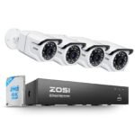 ZOSI 4K PoE Security Camera System,4pcs 8MP Indoor Outdoor Bullet Cameras with Person Vehicle Detection,People Counting,One-Way Audio,100ft Night Vision,4K/8MP 8CH NVR with 2TB HDD for 24/7 Recording