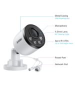 ZOSI 4MP Add-on PoE Security Camera,Indoor Outdoor,100ft Night Vision,Person Vehicle Detection,One-Way Audio,Metal Housing,Only Work with Same Brand 5MP 4K Network Video Recorder NVR Systems - Image 8