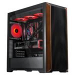 SAMA Z60 Genuine Walnut Wood PC Case, ATX Mid Tower PC Case, Pre-Installed 4X 140mm ARGB PWM Fans, Supports 360mm Radiator on Top, Type-C Port, Mid Tower Computer Case-Black