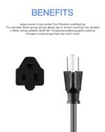 KMC Power Extension Cord 10-Pack, Outlet Saver, 16AWG 3 Prong, 1-Foot Cord - Image 3