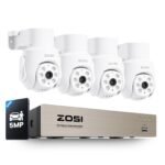 ZOSI 5MP 360°View Wired Security Camera System with AI Human/Vehicle Detection,4 x 5MP Pan Tilt Cameras Indoor Outdoor,One Way Audio,H.265+ 8CH CCTV DVR with 500GB Hard Drive for Home 24/7 Recording