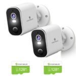 Security Cameras Wireless Outdoor 2K with 128GB TF Card: Battery Powered WiFi Camera with AI Motion Detection for Home - Color Night Vision Spotlight Siren Alarm 2-Way Talk IP65 Waterproof Cloud