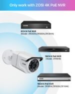 ZOSI 4K PoE Add on Security Camera with One-Way Audio,8MP Weatherproof Indoor Outdoor Bullet IP Camera,Night Vision,Person Vehicle Detection (Compatible Only with Same Brand 4K PoE NVRs) - Image 3