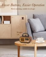 PRUNUS J-150 Small Retro Vintage Radio Bluetooth, Portable Radios AM FM Transistor, D Battery Operated Radio/USB Rechargeable Radios, TWS, Support TF Card/USB Playing - Image 3