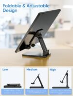 ARZOPA Cell Phone Stand Angle Height Adjustable Phone Holder for Desk, Foldable Phone Stand, Compatible with iPhone, iPad, Surface Pro, Portable Monitor 7" - 15.6" - Image 3