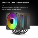 Jungle Leopard KF620-DGT CPU Air Cooler, Dual ARGB PWM Fans, 6 Heat Pipes, Digital Display Top Cover - High-Performance Cooling for AMD:AM4 AM5/Intel LGA 1700/115X/1200/1366/1851 PC Cooler(Black - Image 3