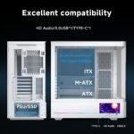 Jungle Leopard AC-02 Digital ATX PC Gaming Computer Case|5.5 Inch Integrated LCD Screen& App|Mid Tower Full View Dual Reinforced Glass Panel|Removable Side Panels|for Micro-ATX ITX (White) - Image 8