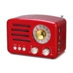 PRUNUS J-160 Retro Vintage AM FM Radio with Bluetooth, USB/TF Card Playback, Small Transistor Radios Battery Operated, Rechargeable Radio(Red)