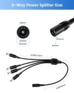 ZOSI 12V 2A 100V-240V US AC to DC Power Supply Adapter & 4-Way Power Splitter Cable for CCTV Home Security Camera Surveillance System - Image 4
