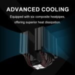 SAMA A60B Dual Tower CPU Air Cooler, 6 Heat Pipes, 2×120mm Guide Ring Fans, 265W TDP Cooling, Quiet 29dBA Operation, Premium Metal Finish, Intel LGA 115X/1200/1700/1851 & AMD AM4/AM5 Compatible - Image 3