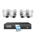 ZOSI 4K 8CH Spotlight PoE Security Camera System,4pcs 5MP Indoor Outdoor PoE IP Cameras with Person Vehicle Detection,Color Night Vision,8CH 8MP 4K NVR with 2TB HDD for 24/7 Recording,No Monthly Fee