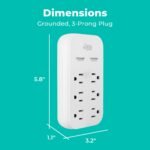 KMC 6-Outlet Extender USB-C PD Surge Protector Wall Tap, Multi-Plug USB Wall Charger, 2 USB-A Ports & USB-C 20W Power Delivery, High-Speed Phone Charger, 980J Surge Protection, UL/ETL Certified, White - Image 3