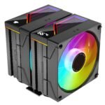 Jungle Leopard KF620-DGT CPU Air Cooler, Dual ARGB PWM Fans, 6 Heat Pipes, Digital Display Top Cover - High-Performance Cooling for AMD:AM4 AM5/Intel LGA 1700/115X/1200/1366/1851 PC Cooler(Black