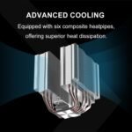 SAMA A60E Premium Dual Tower CPU Air Cooler – Dual 120mm Guide Ring Fans | 6 Heat Pipes, 265W TDP | Intel LGA 115X/1200/1700/1851 & AMD AM4/AM5 | High Performance with Brushed Metal Top Cover - Image 3