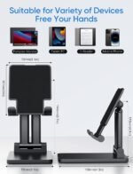 ARZOPA Cell Phone Stand Angle Height Adjustable Phone Holder for Desk, Foldable Phone Stand, Compatible with iPhone, iPad, Surface Pro, Portable Monitor 7" - 15.6" - Image 6