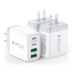 LCGENS 3 Pack USB Wall Charger,Fast C Charger Block 4 Port PD Power Adapter,QC Plug Multiport Type Charging Cube for iPhone 15 Plus 14 Pro Max 13 12 11,LG,Nexus,HTC,Google Pixel,and More