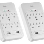 KMC 6-Outlet Surge Tap, 2 USB Ports (3.4A), 980 Joules Surge Protector, White (2 Pack)