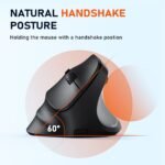 MEETION Ergonomic Mouse, Wireless Vertical Mouse RGB Backlit Rechargeable Mice for Bluetooth(5.2 + 3.0) & USB-A with USB-C Adapter 4 Adjustable DPI for Mac/Windows/Andriod/PC/Tablet/iPad Black - Image 5