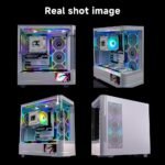 Jungle Leopard AC-02 Digital ATX PC Gaming Computer Case|5.5 Inch Integrated LCD Screen& App|Mid Tower Full View Dual Reinforced Glass Panel|Removable Side Panels|for Micro-ATX ITX (White) - Image 7