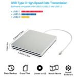VikTck USB-C Superdrive External DVD/CD Reader and DVD/CD Burner for Apple-MacBook Air/Pro/iMac/Mini/MacBook Pro/ASUS/ASUS/DELL Latitude with USB-C Port Plug and Play(Silver) - Image 3