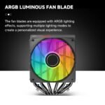 Jungle Leopard KF620-DGT CPU Air Cooler, Dual ARGB PWM Fans, 6 Heat Pipes, Digital Display Top Cover - High-Performance Cooling for AMD:AM4 AM5/Intel LGA 1700/115X/1200/1366/1851 PC Cooler(Black - Image 4