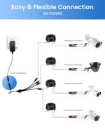 ZOSI 12V 2A 100V-240V US AC to DC Power Supply Adapter & 4-Way Power Splitter Cable for CCTV Home Security Camera Surveillance System - Image 9