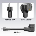 Unitek NEMA 6-20P to NEMA 14-50R 250V 20 Amp EV Charger Adapter EV Charger Power Cord Adapter Connector 11.8 Inch Electrical Power Conversion Adapter Cord for Portable EV Charger - Image 2