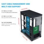 SAMA V50 Mid Tower Gaming PC Case with Dual Tempered Glass, 4×ARGB PWM Fans, High Airflow Chassis with 360mm Radiator Support, USB-C Port, Easy Cable Management – Black - Image 5